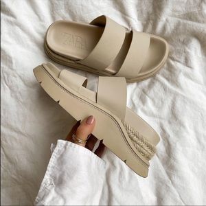 Zara Platform Ecru Slide Sandals - worn once for fun photos